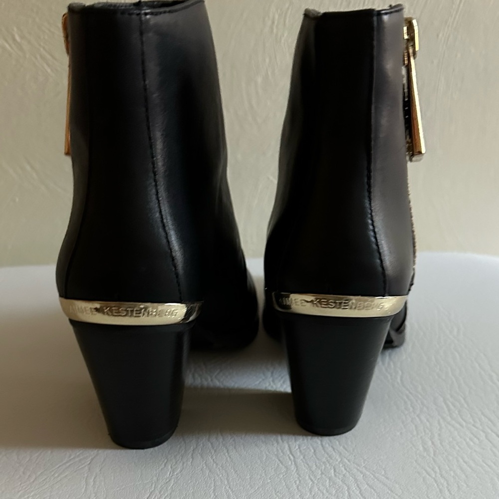 Aimee Kestenberg Black Ankle Boots with Gold Zipper - Picture 2 of 3